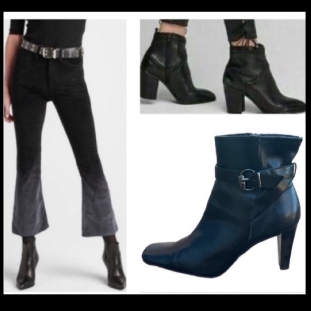 Stack Heeled Booties Ankle Buckle Classic Dress Black Karen Scott Helen Size 7